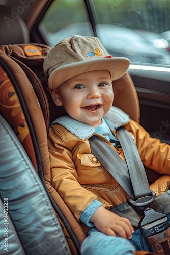a child in a car seat. selective focus