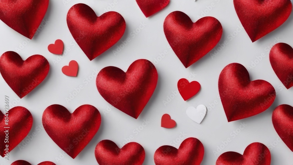 Valentine's day background with red hearts on a white background Valentine's day background with red hearts on a white background