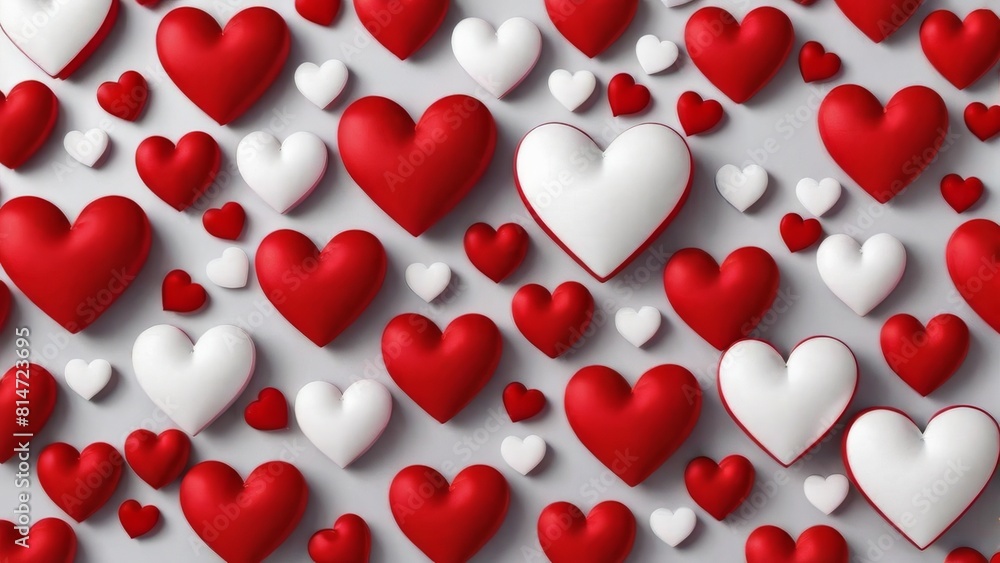 Valentines day background with red and white hearts. 3d rendering Valentines day background with red and white hearts. 3d rendering