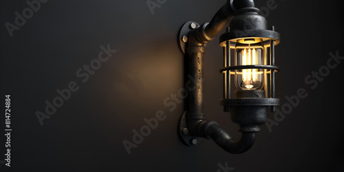 Old lamp on wall with dark background wallpaper photo