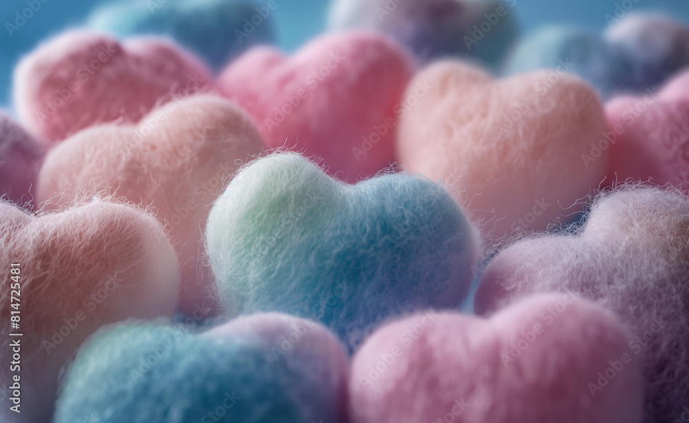 Whimsical Pastel Heart-Shaped Cotton Candies Whimsical Pastel Heart-Shaped Cotton Candies