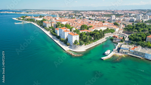 Aerial view of Zadar cityscape along the sea, Croatia