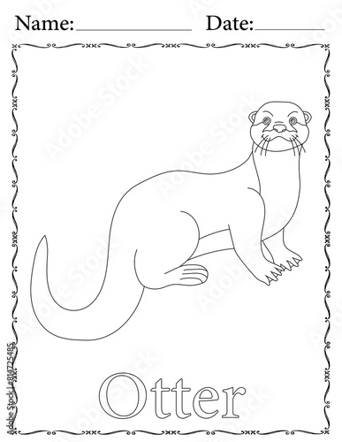 Otter Coloring Page. Printable Coloring Worksheet for Kids. Educational Resources for School and Preschool.