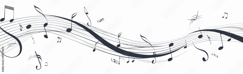a black and white photo of musical notes