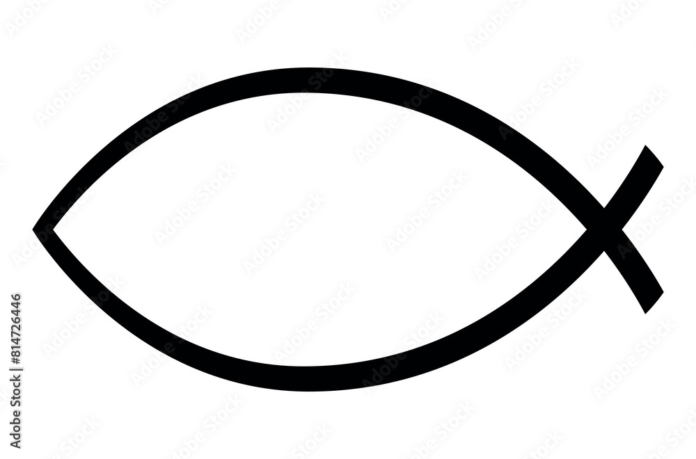 Ichthys fish Christian symbol, black and white vector sign illustration, isolated on white Ichthys fish Christian symbol, black and white vector sign illustration, isolated on white