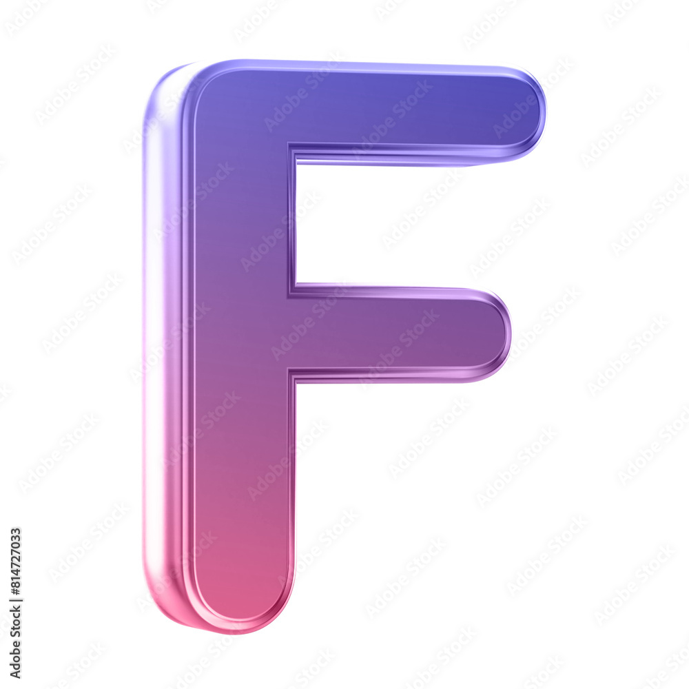 Gradient 3D Font Letter F uppercase