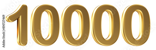 10k follower Gold 3D Number