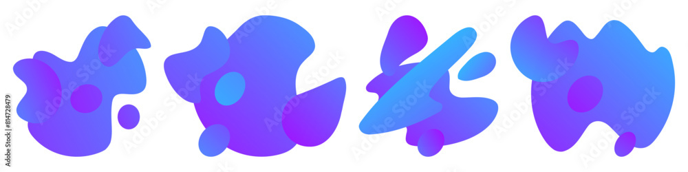 Set of gradient colorful shape in trendy style. Abstract liquid shape, icon or logo. Vector isolated on white background. Set of gradient colorful shape in trendy style. Abstract liquid shape, icon or logo. Vector isolated on white background.