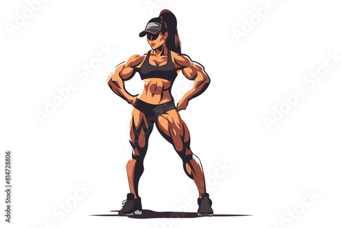 Illustration of a beautiful athletic girl. Fitness girl. Sports girl. Body-building.