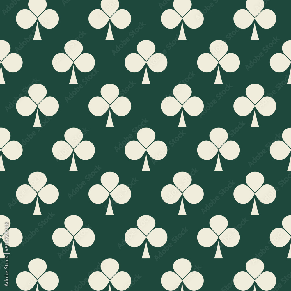 a green and white pattern with four of clubs a green and white pattern with four of clubs