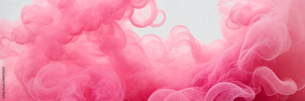 Fototapeta premium Pink smoke vapour on a white background