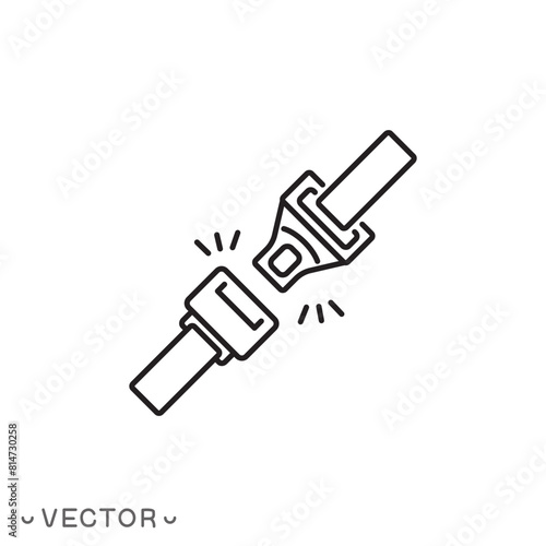 Seat belt line icon. Simple outline style. Seatbelt, safety, car, fasten, buckle, linear, logo, plane, precaution concept. thin line symbol isolated on white background, eps 10 vector illustration