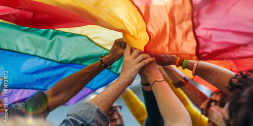 Visuals of LGBTQ+ employees being part of team activities and being supported by allies in the workplace