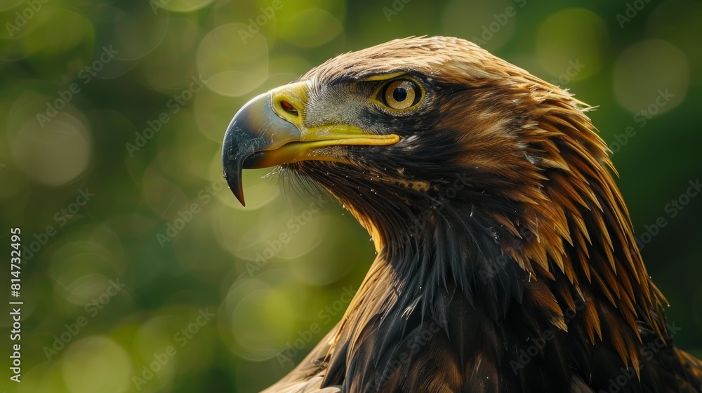 Fototapeta premium A regal eagle on a striking green background