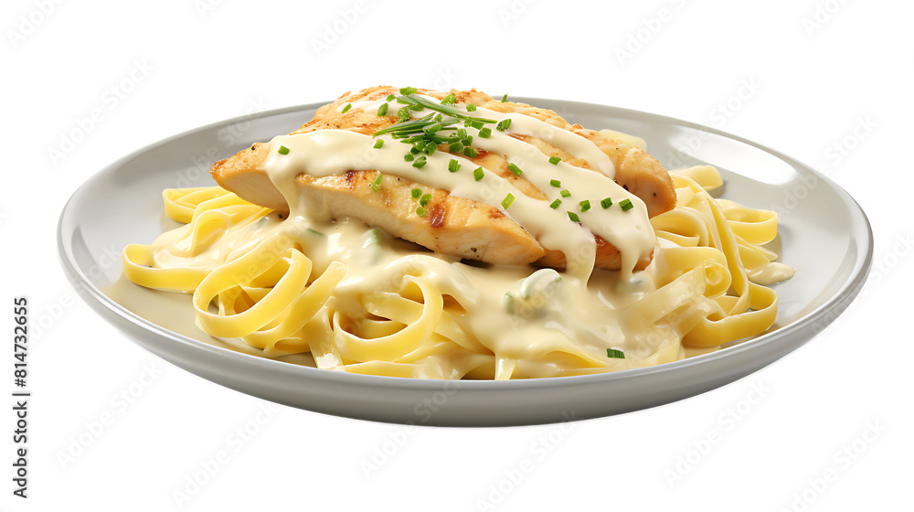 Chicken Alfredo pasta with a transparent background. Chicken Alfredo pasta with a transparent background.