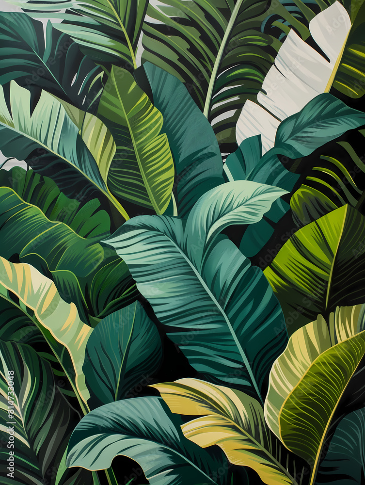 custom made wallpaper toronto digitalTropical Leaf Patterns: Detailed Botanical Illustration