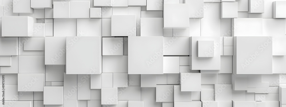 White background with 3D squares arranged in an elegant pattern, creating a minimalist and modern design in the style of for advertising or presentation
White background with 3D squares arranged in an elegant pattern, creating a minimalist and modern design in the style of for advertising or presentation