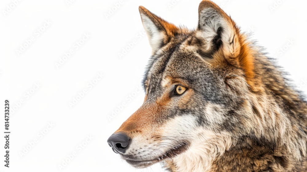 A majestic wolf on a clean white background A majestic wolf on a clean white background