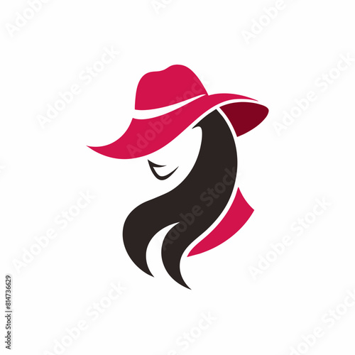 Modern Women hat fashion logo vector art illustration