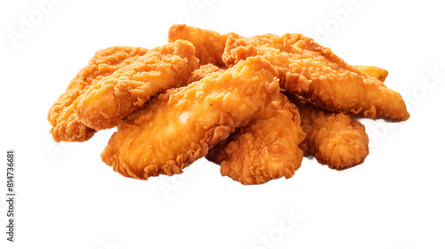 Delicious crispy chicken nuggets breaded with salt and spices / Chicken tenders with a transparent background.