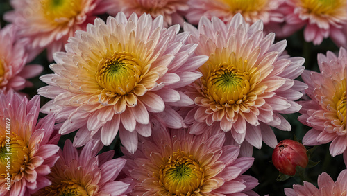 pink and yellow chrysanthemum