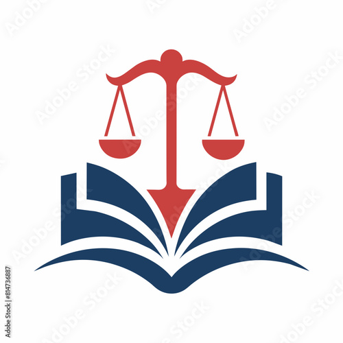 Creative law firm vector art illustration with a Justice and book icon logo design.