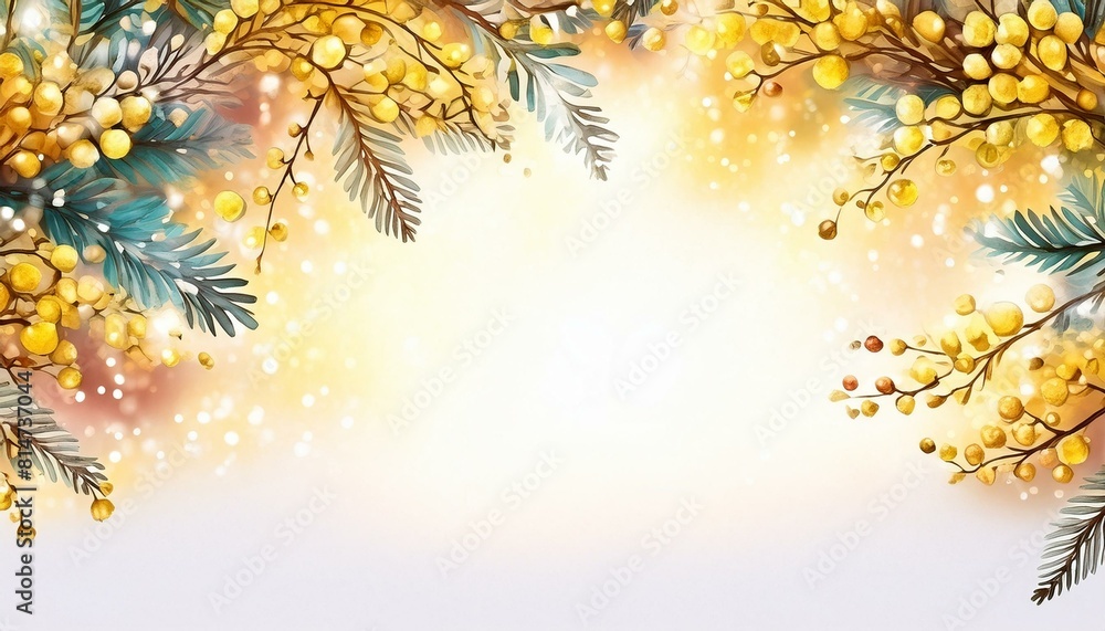 Fototapeta premium white background. Mimosa. Glitter effect. flame.