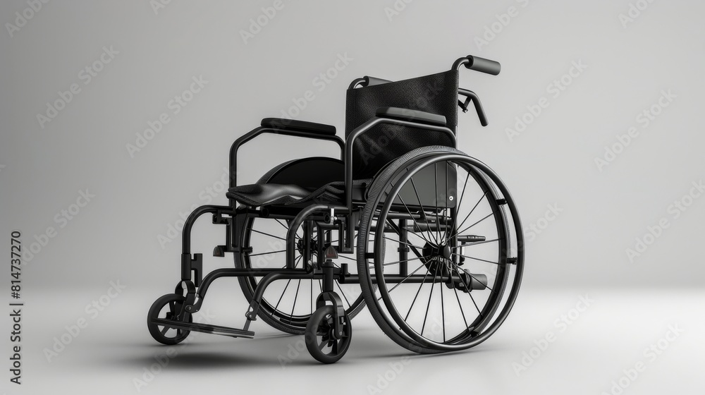 Manual wheelchair with adjustable footrests and armrests.
