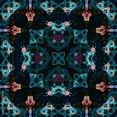 Seamless kaleidoscope pattern. Texture art