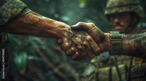 Soldier Hand Shaking, world soldier day, National Army Day, Week of Solidarity with the Peoples, Generative Ai