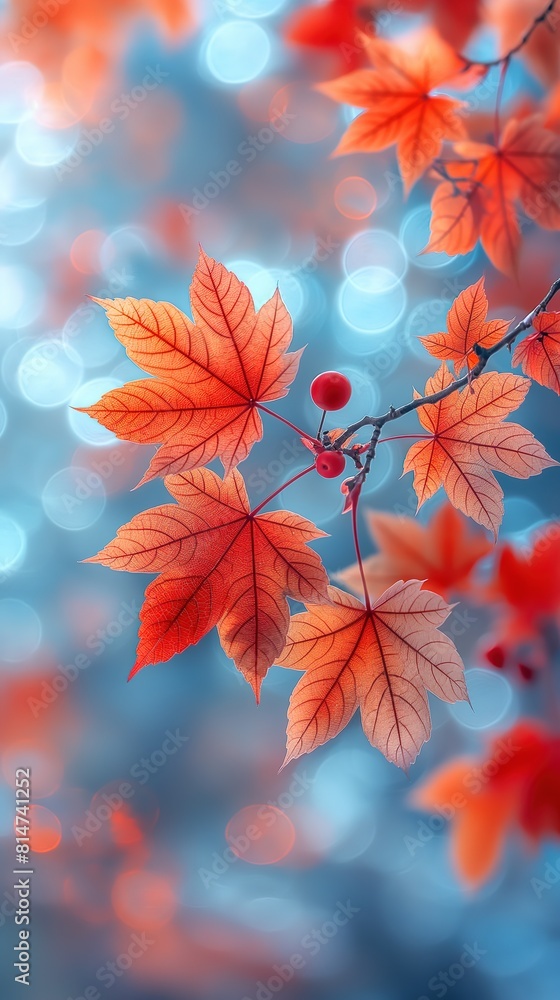 close up whimsical autumn leaves vertical 9:16 ratio background, beautiful nature, Generative Ai close up whimsical autumn leaves vertical 9:16 ratio background, beautiful nature, Generative Ai