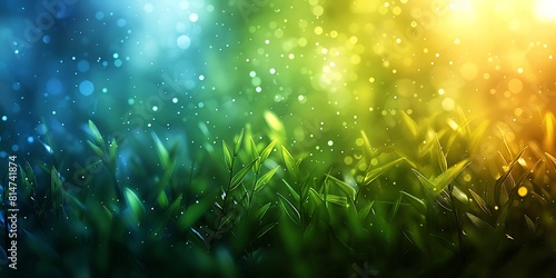 Green grass background with bokeh effect. 3d illustration. © Asad