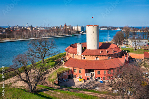 Aerial landscape of the Wisloujscie fortress at spring , Gdansk. Poland. photo