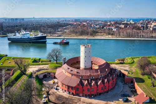 Aerial landscape of the Wisloujscie fortress at spring , Gdansk. Poland.