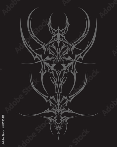 Tribal clip art tattoo t shirt design poster element vector sticker anti design brutalism street art style metal hardcore symbol editable