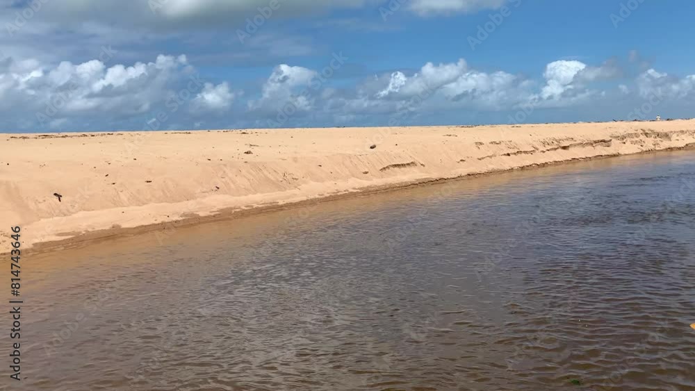 river landscape with dunes and sky with clouds river landscape with dunes and sky with clouds