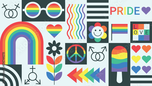 Pride poster igbt vector illustration, Pride Month, love is love