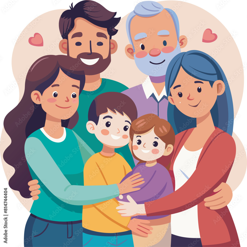 caring family flat vector illustration artwork caring family flat vector illustration artwork