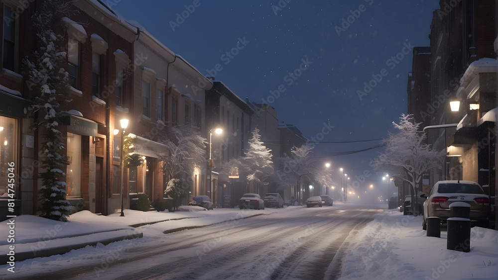 Snowy evening in a small town