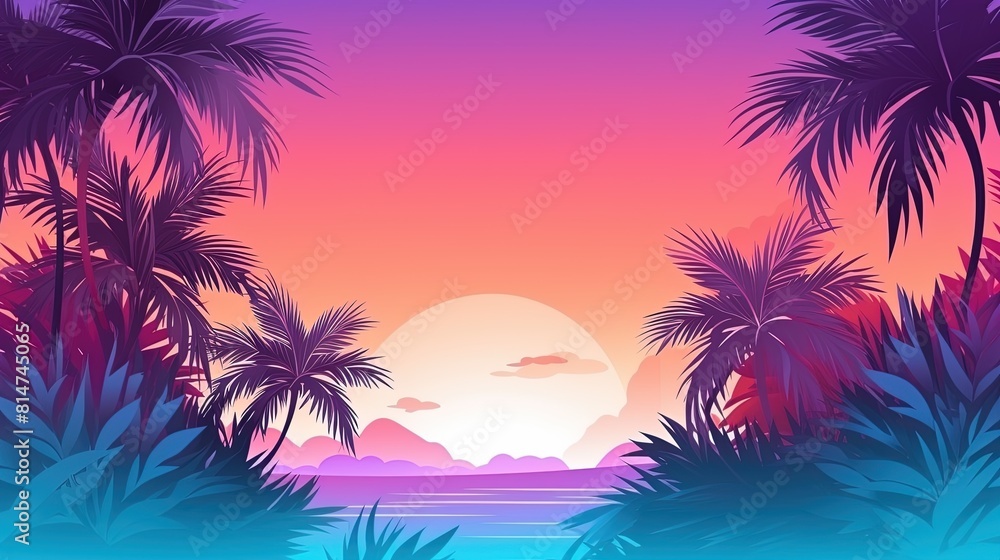 Serene tropical sunset scene featuring palm trees and water, perfect for a relaxing atmosphere. A tranquil tropical sunset setting with palm trees. Serene tropical sunset scene featuring palm trees and water, perfect for a relaxing atmosphere. A tranquil tropical sunset setting with palm trees.