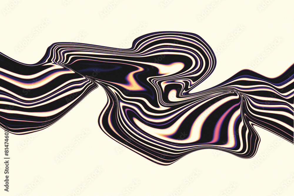 Obraz premium Stripes abstract line object, curve wavy shape, iridescent gradient grainy for wallpaper, poster background