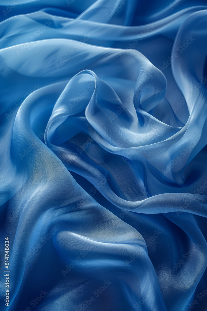 Obraz premium Fluid Blue Satin Fabric with Elegant Waves