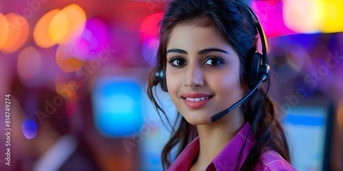 Professional Indian call center agent providing exceptional customer support services. Concept Customer Service, Call Center Agent, Professionalism, Support Services, Indian Workforce photo