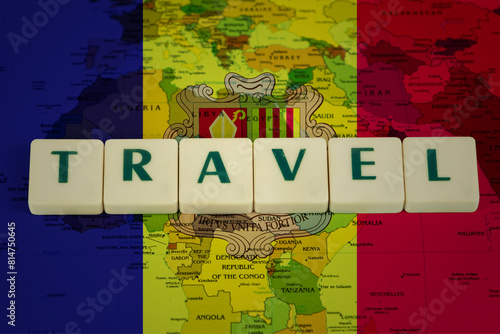 Wallpaper Mural Andorra flag with travel text, travel abroad concept, world map, tourism and trip banner, vacation  Torontodigital.ca