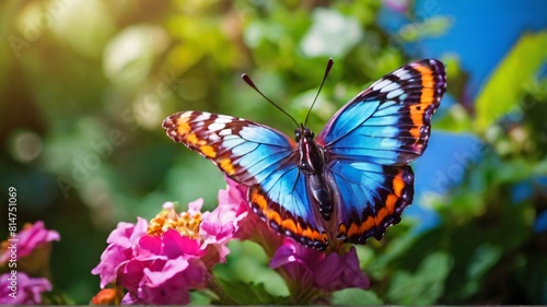 butterfly on flower generative AI. © Touhid09