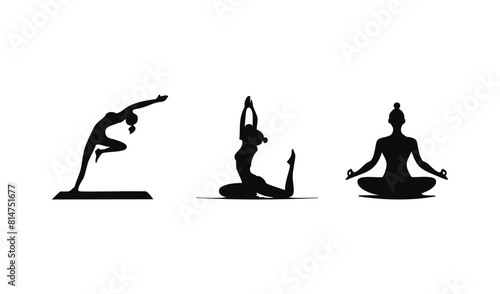 Yoga poses silhouette set. set of yoga poses, set of yoga icons