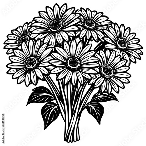 Vibrant Gerbera Daisy Flower Bouquet Illustration