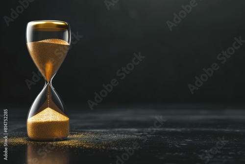 Hourglass with flowing sand, concept of passage of time, measuring time, counting time. © Deivison