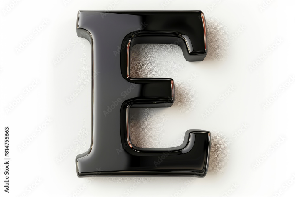 Elegant black letter E on a pristine white background Elegant black letter E on a pristine white background