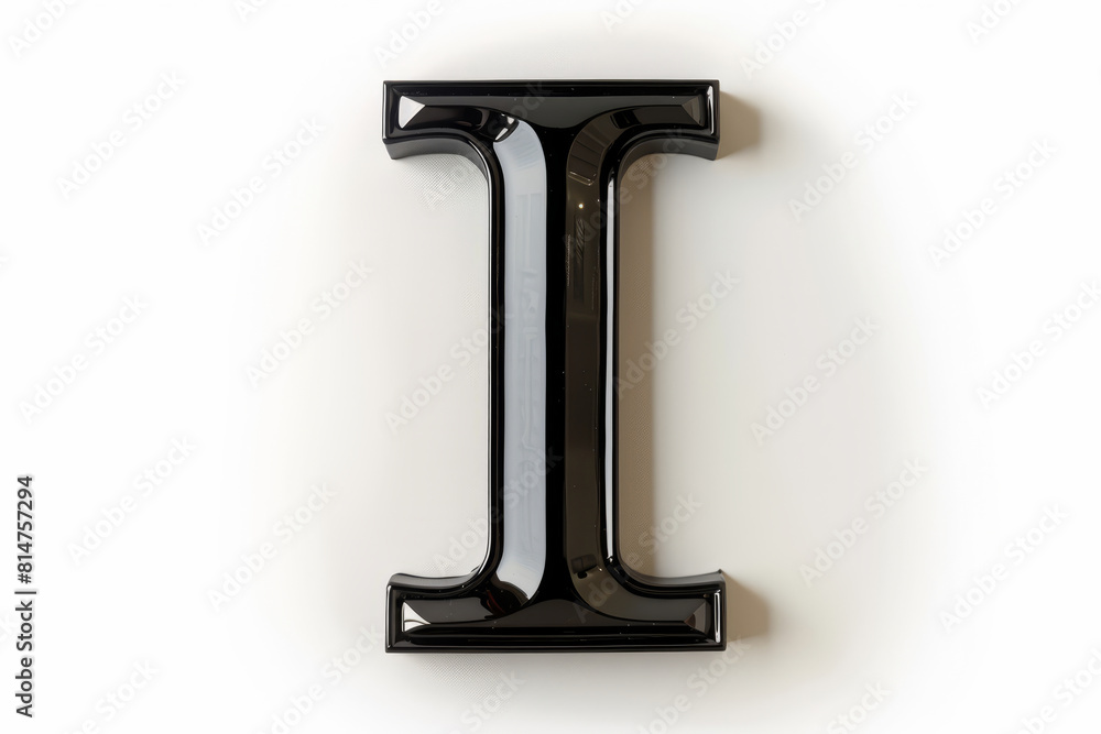 Elegant black glass letter I isolated on white background Elegant black glass letter I isolated on white background